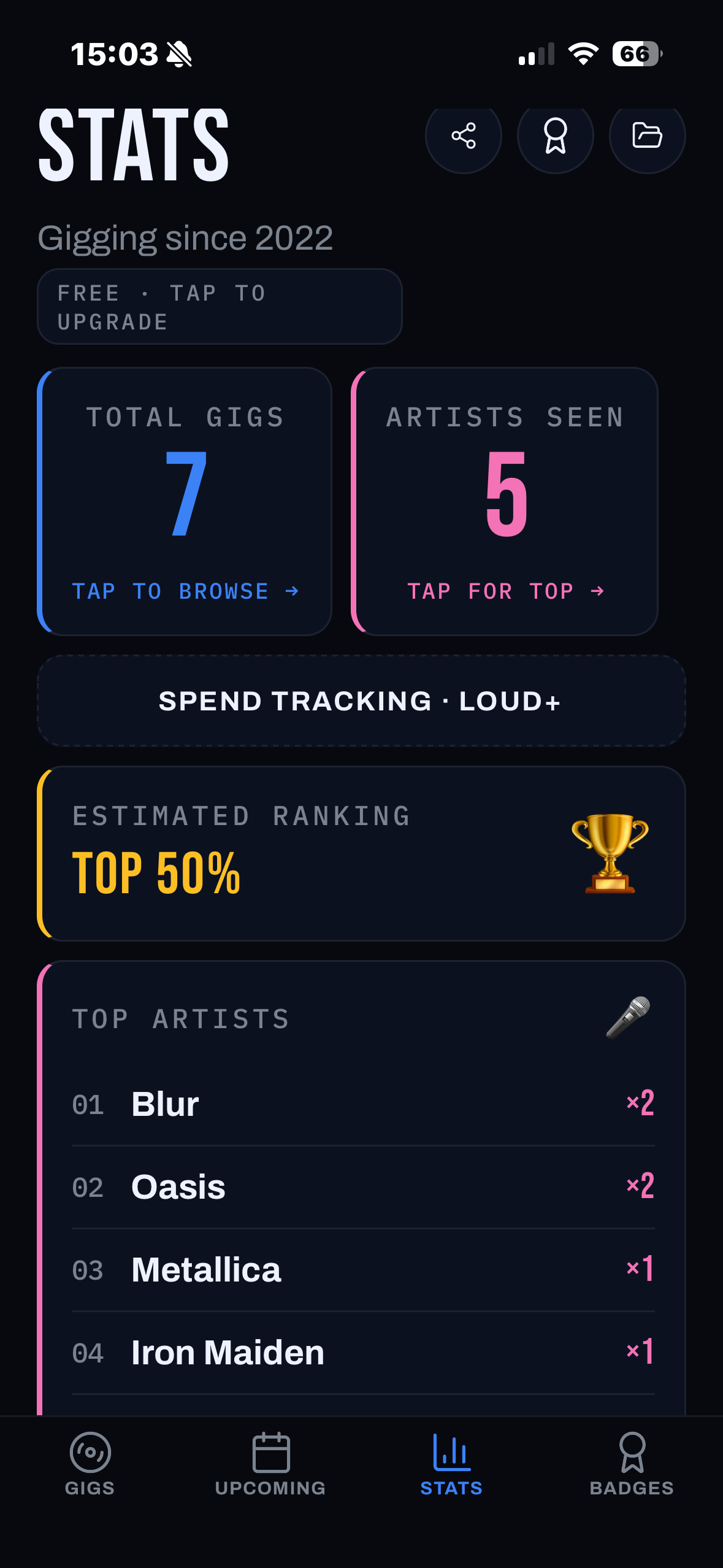 Loud stats tab